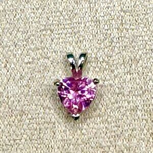 White Gold Pink Tourmaline Heart Pendant